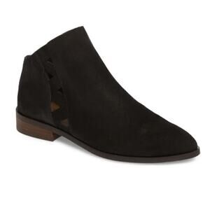 NEW Lucky Brand Black Suede Jakeela‎ Cut Out Ankle Boots